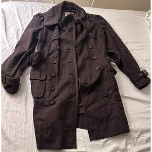 Juicy Couture George Raincoat Woman's Small Double Breasted Belted Brown